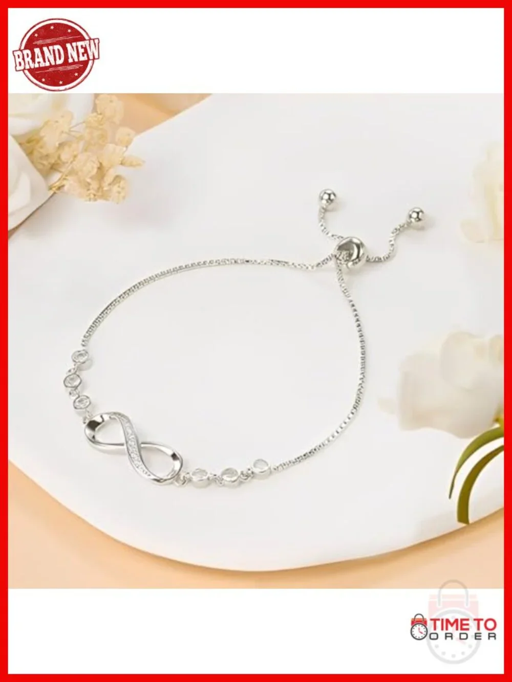 Apology Gifts for Her - Sorry Bracelet with Infinity Charm, White Gold Plated